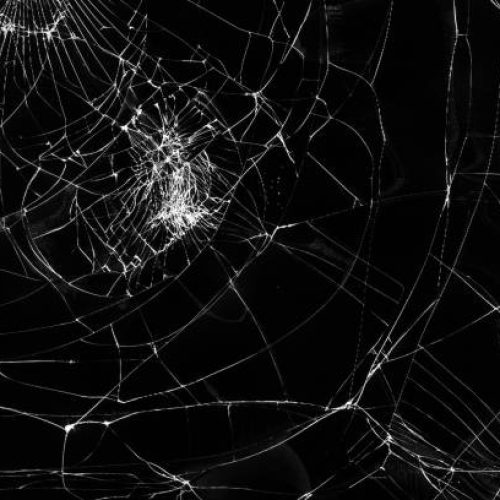 digital Glitch, crystal leak and crack on broken LCD screen, computer monitor or uhd 4k TV, black white photography